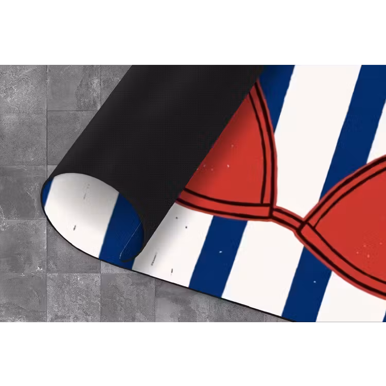 Badkleding - Waslijn - Zomer - Illustratie - Rood Keukenloper - keukenmat middel -closeup