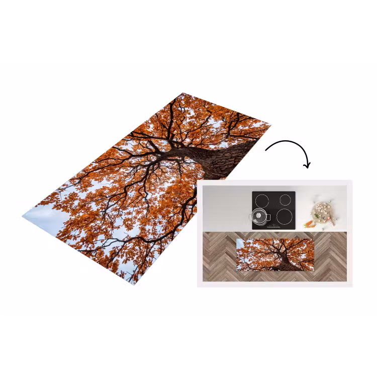 Boom - Bladerdak - Herfst - Oranje - Sfeervol Keukenloper - keukenmat middel -3d