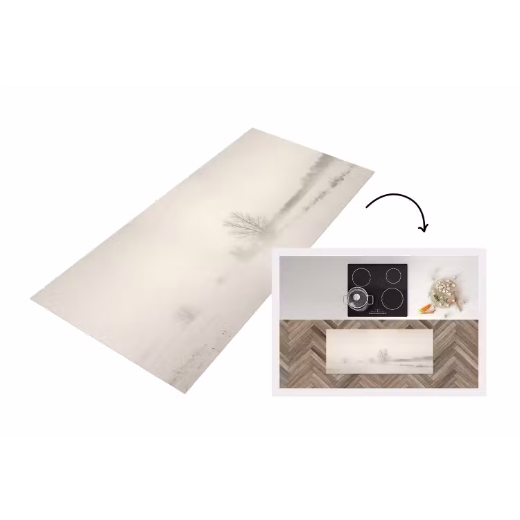Boom - Mist - Sneeuw - Winter - Minimalistisch Keukenloper - keukenmat middel -3d