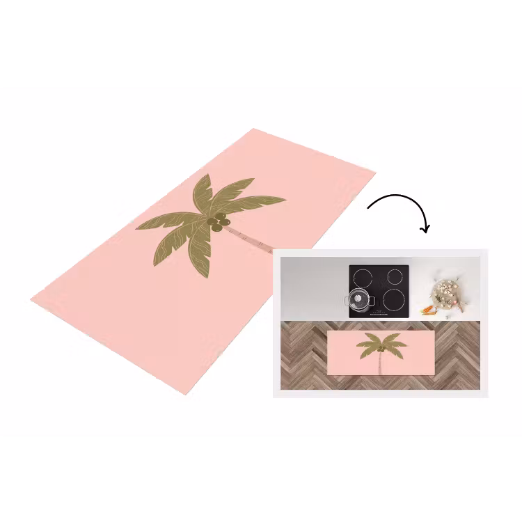 Boom - Palm - Natuur - Illustratie - Roze Keukenloper - keukenmat middel -3d