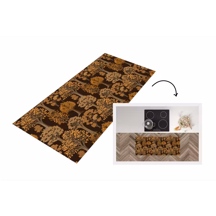 Bomen - Patroon - Bruin Keukenloper - keukenmat middel 536 -3d