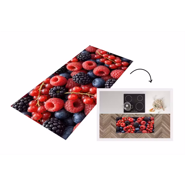 Bessen - Mix - Vers - Eten - Kleurrijk Keukenloper - keukenmat middel -3d
