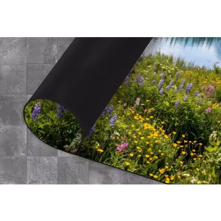 Bergen - Meer - Landschap - Blauw Keukenloper - keukenmat middel -closeup