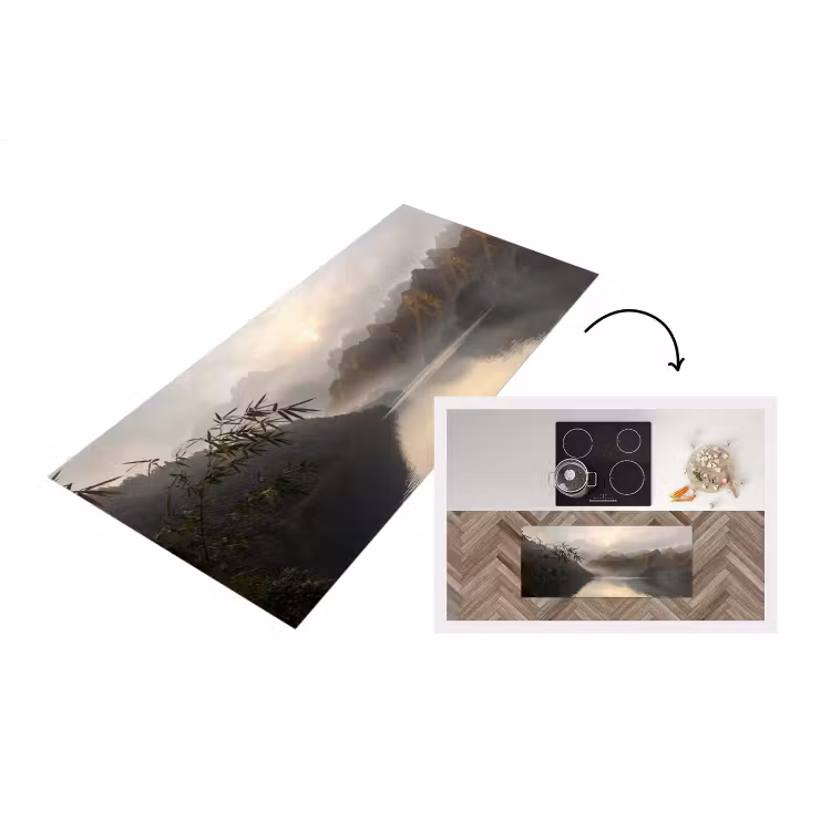 Bergen - Water - Mist - Natuur - Landschap Keukenloper - keukenmat middel -3d