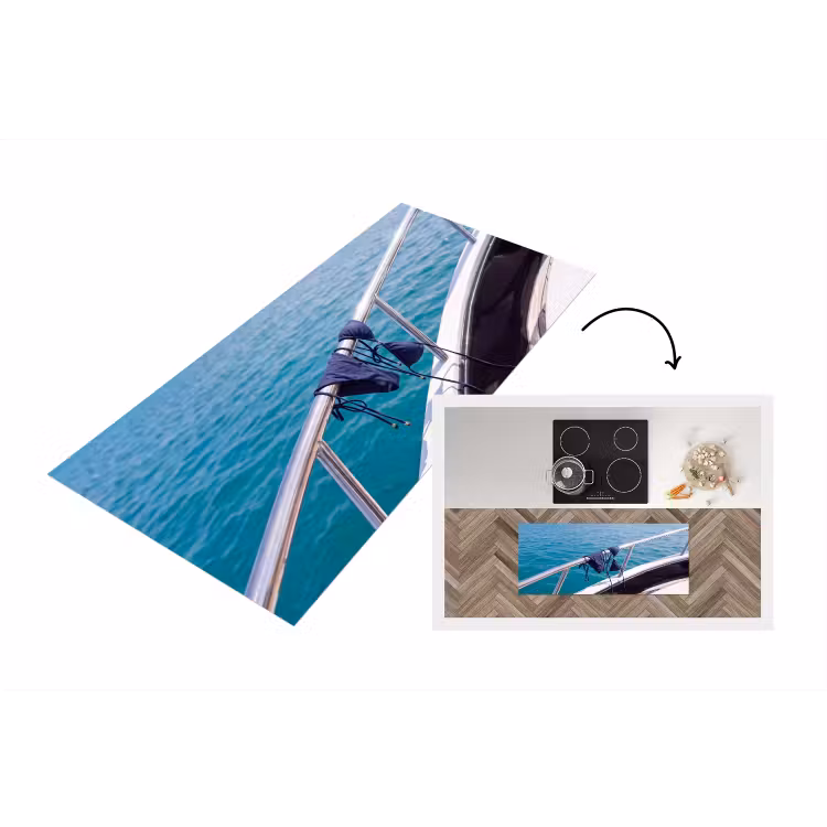 Bikini - Reling - Zee - Zomer - Blauw Keukenloper - keukenmat middel -3d