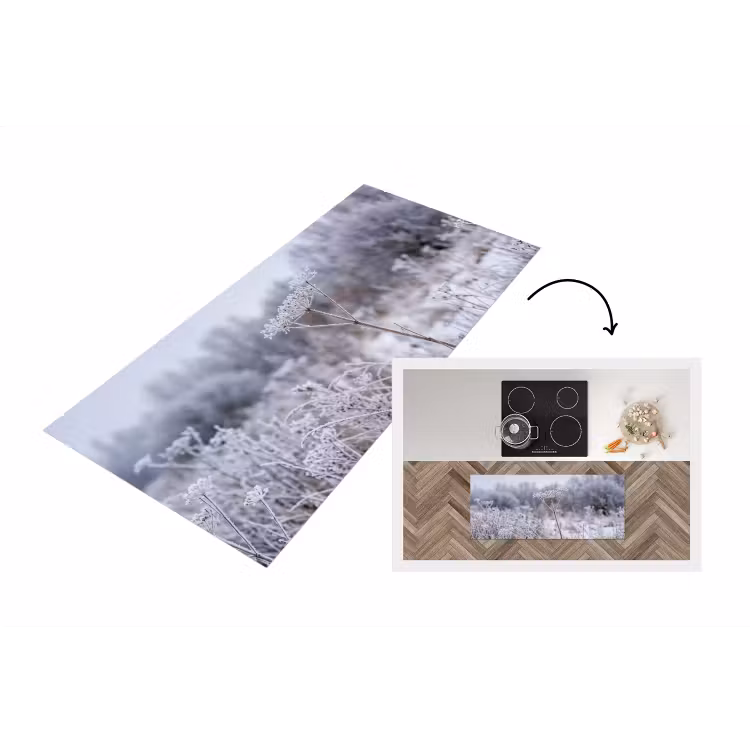 Schermbloem - Rijp - Kristallen - Winter - Delicaat Keukenloper - keukenmat middel -3d