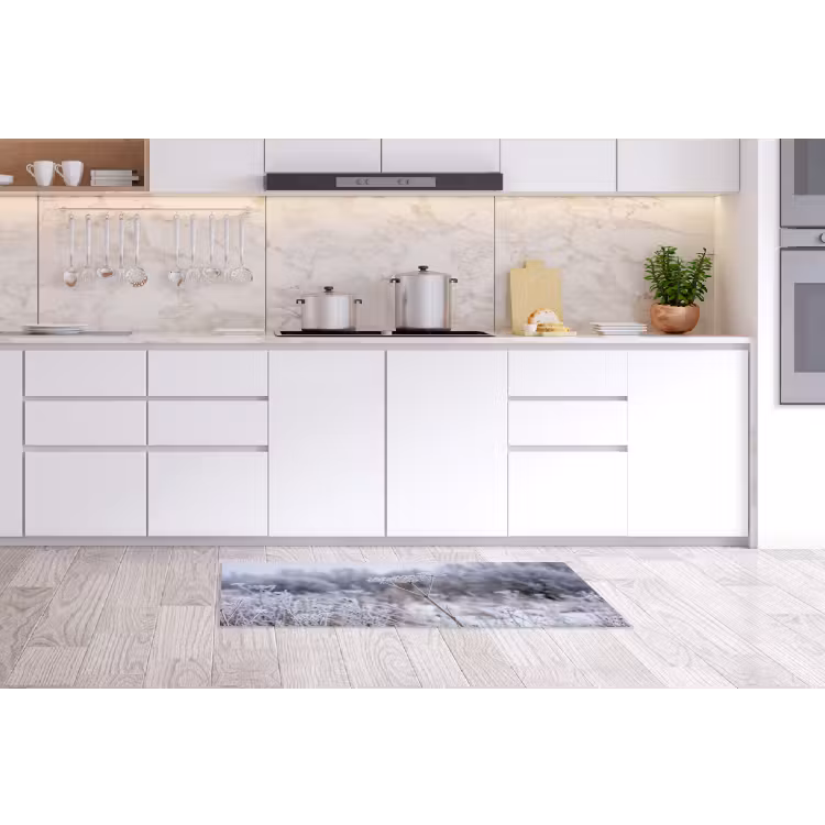 Schermbloem - Rijp - Kristallen - Winter - Delicaat Keukenloper - keukenmat middel -sfeer3