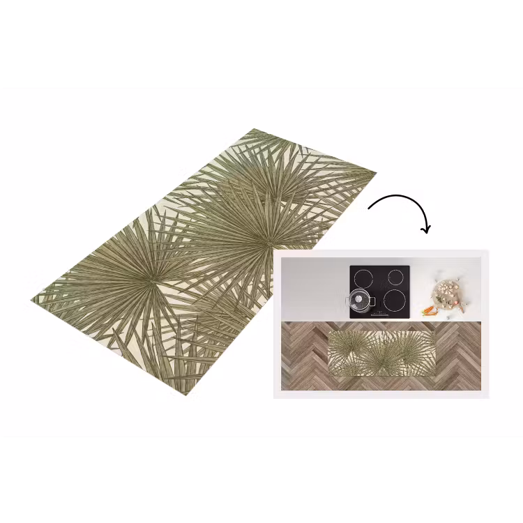 Blad - Tropisch - Patroon - Natuur - Groen Keukenloper - keukenmat middel -3d