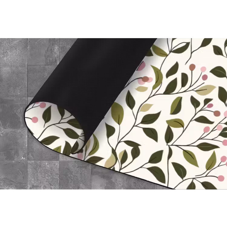 Bladeren - Bessen - Roze Keukenloper - keukenmat middel 536 -closeup