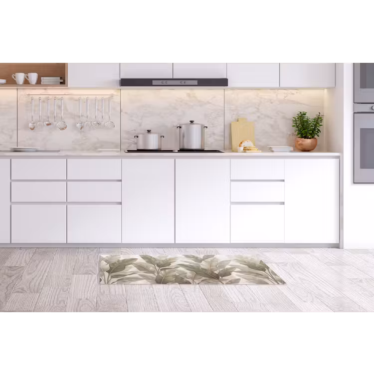 Bladeren - Tropisch - Natuur - Abstract - Beige Keukenloper - keukenmat middel -sfeer3