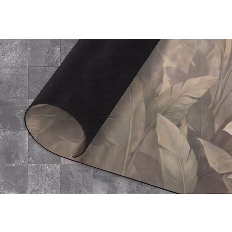 Bladeren - Tropisch - Natuur - Modern - Beige Keukenloper - keukenmat middel -closeup