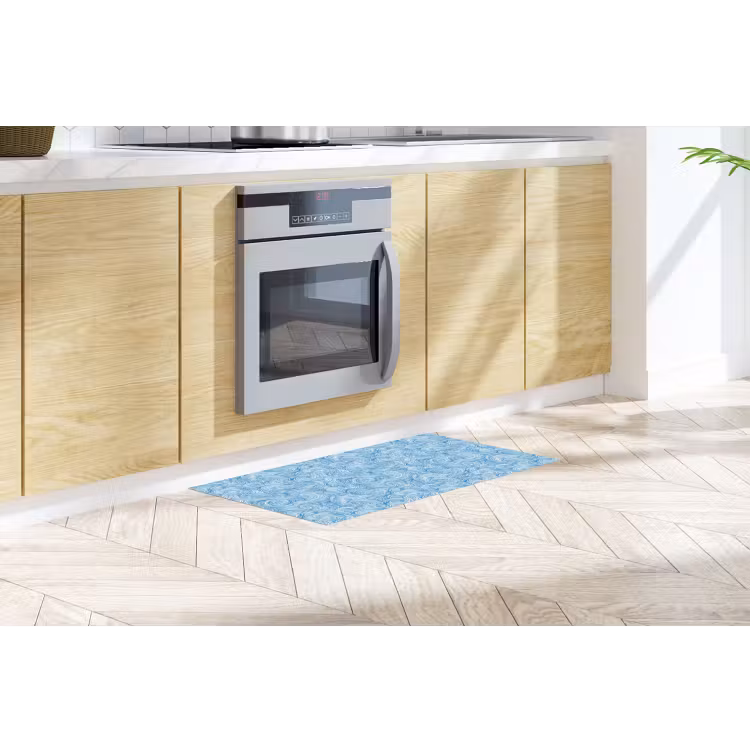 Blauw - Wit - Spiraal - Golven - Lijnen Keukenloper - keukenmat middel 536 -sfeer2