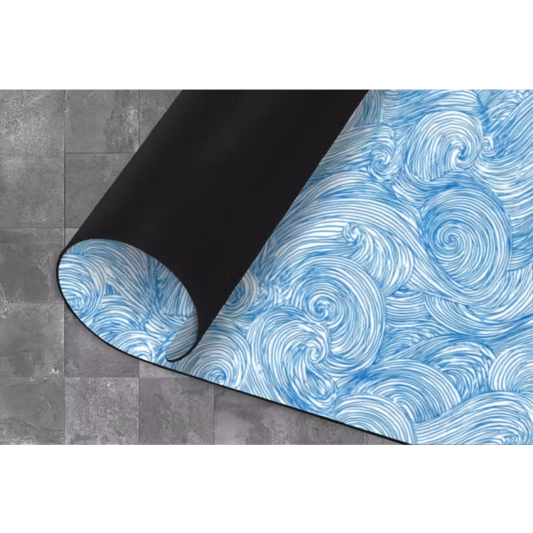 Blauw - Wit - Spiraal - Golven - Lijnen Keukenloper - keukenmat middel 536 -closeup