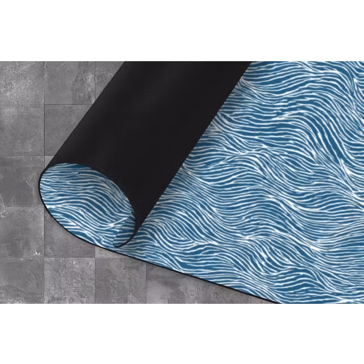 Blauw - Wit - Golven - Getekend - Textuur Keukenloper - keukenmat middel 536 -closeup