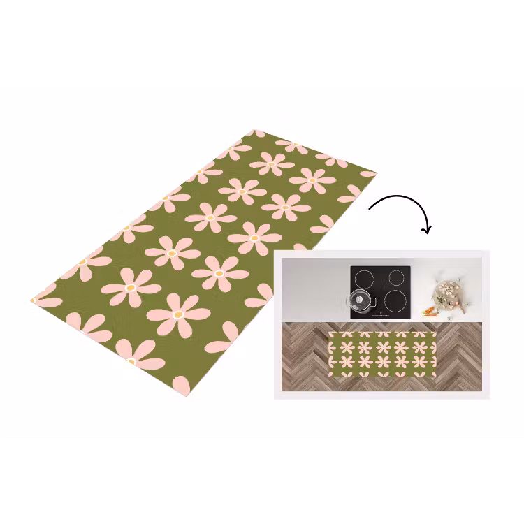 Bloem - Modern - Groen Keukenloper - keukenmat middel 536 -3d