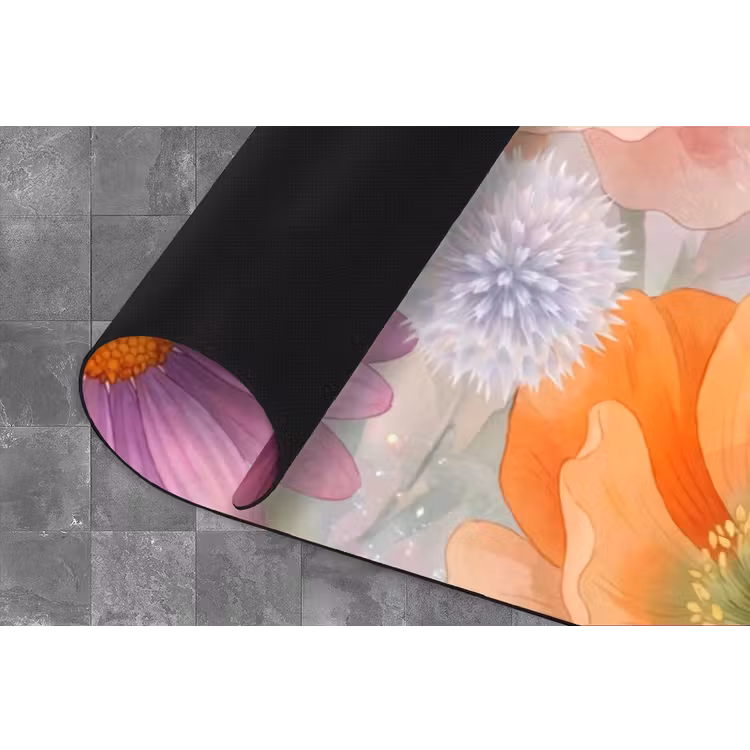 Bloemen - Aquarel - Natuur - Modern - Kleurrijk Keukenloper - keukenmat middel -closeup