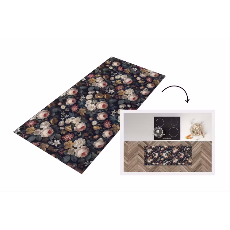 Bloemen - Boeket - Botanisch - Vintage - Donkere achtergrond Keukenloper - keukenmat middel -3d