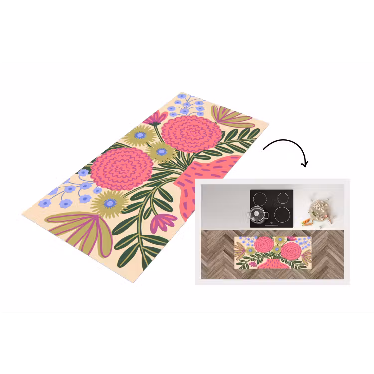 Bloemen - Boeket - Natuur - Abstract - Roze Keukenloper - keukenmat middel -3d
