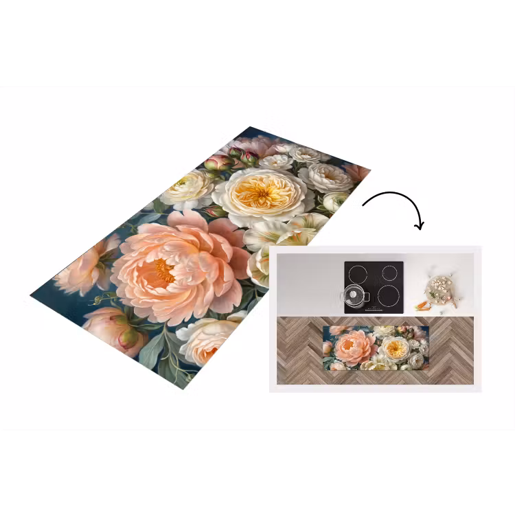 Bloemen - Boeket - Natuur - Klassiek - Kleurrijk Keukenloper - keukenmat middel -3d