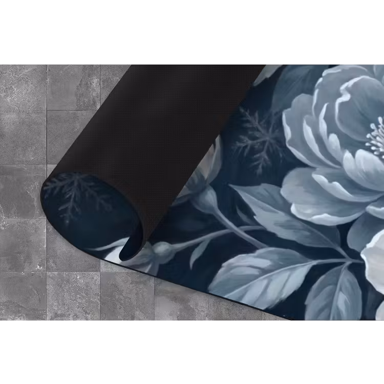 Bloemen - Boeket - Winter - Abstract - Blauw Keukenloper - keukenmat middel -closeup