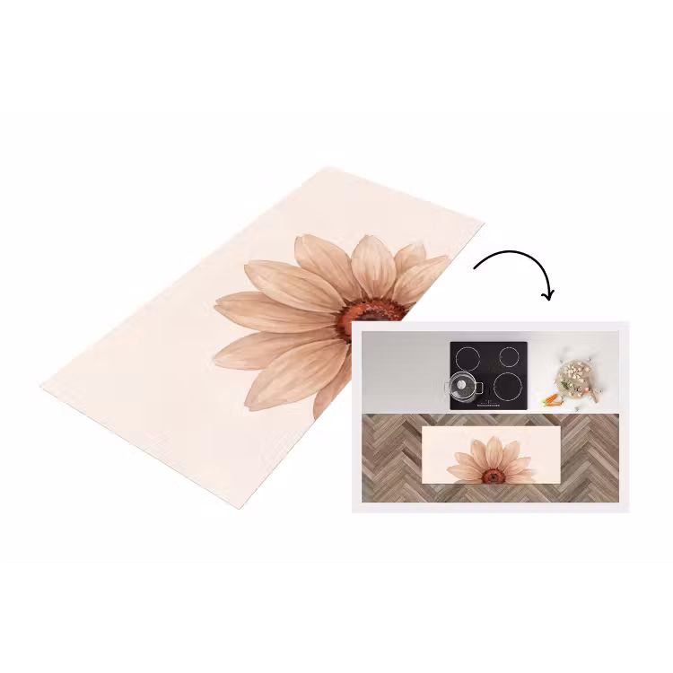 Bloemen - Bloemblad - Natuur - Aquarel - Beige Keukenloper - keukenmat middel -3d