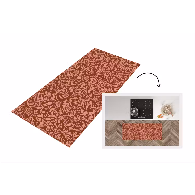 Bloemen - Print - Roze Keukenloper - keukenmat middel 536 -3d