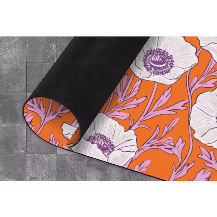 Bloemen - Grafisch - Oranje Keukenloper - keukenmat middel 536 -closeup