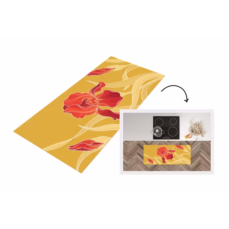 Küchenläufer - Blumen – Illustration – Rot - Bloemen - Illustratie - Rood Keukenloper - keukenmat middel