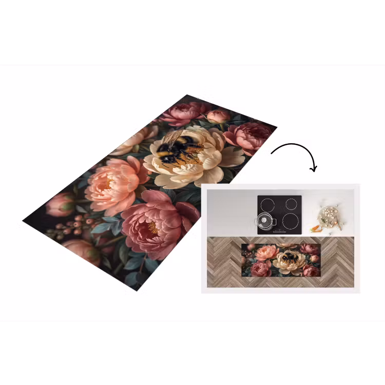 Bloemen - Insect - Natuur - Roze Keukenloper - keukenmat middel -3d