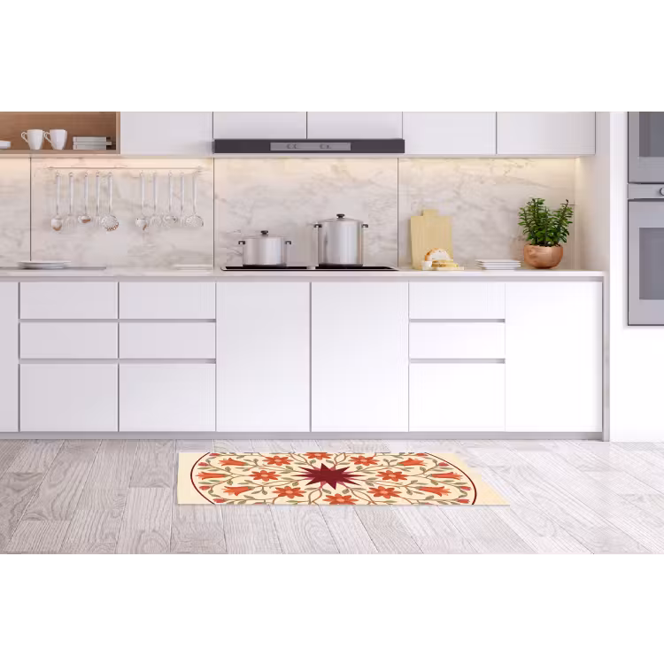 Bloemen - Mandala - Decoratief - Rood Keukenloper - keukenmat middel -sfeer3