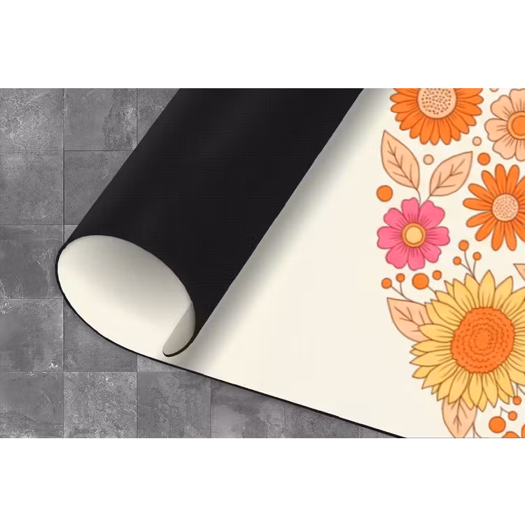 Bloemen - Mandala - Patroon - Kleurrijk Keukenloper - keukenmat middel -closeup