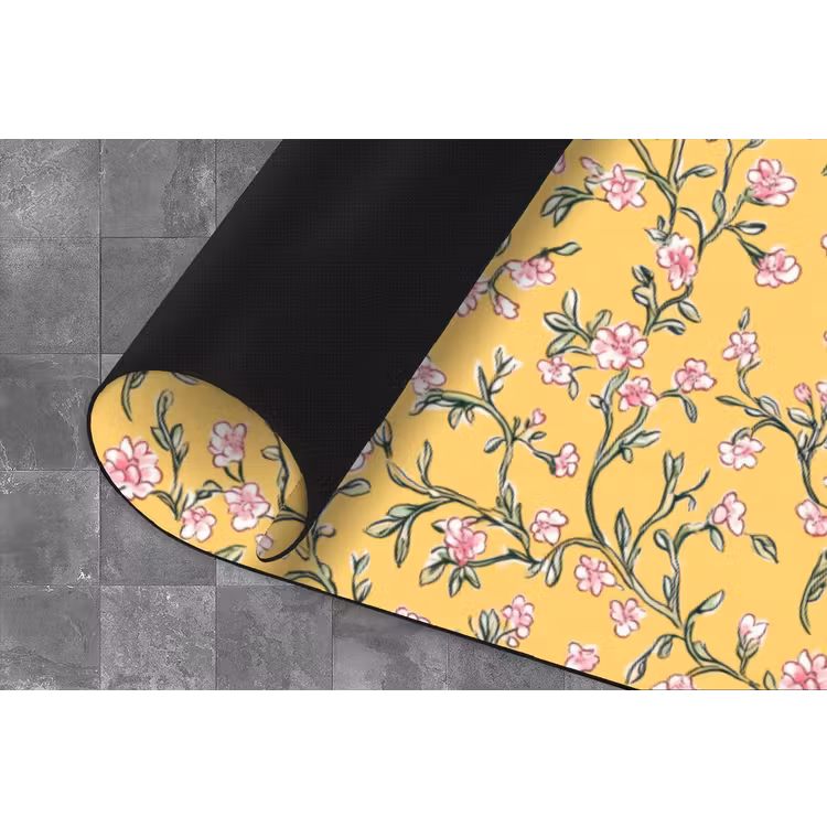 Bloemen - Motief - Geel Keukenloper - keukenmat middel 536 -closeup