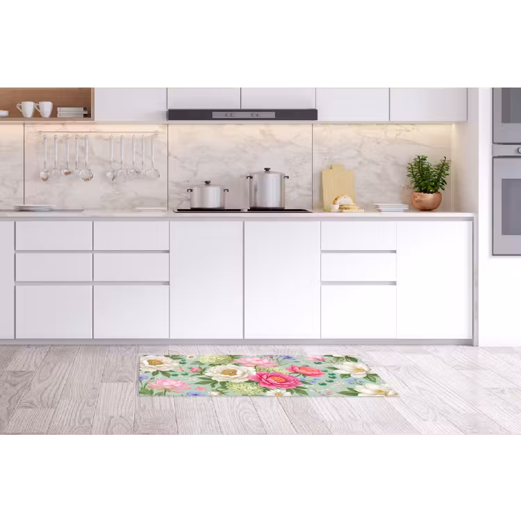 Bloemen - Patroon - Botanisch - Groen Keukenloper - keukenmat middel -sfeer3