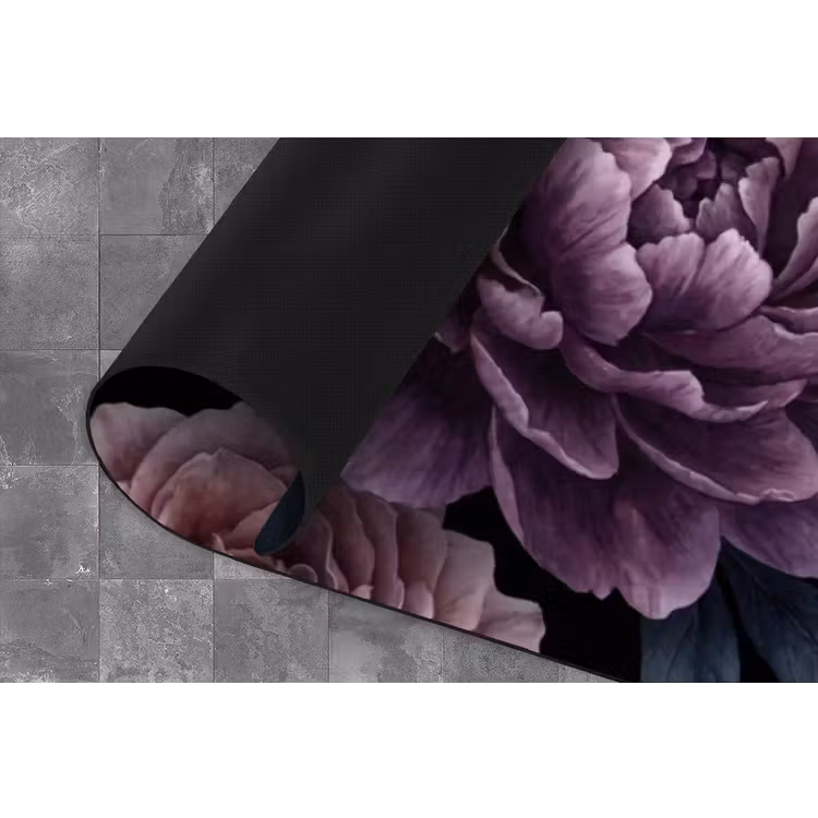 Bloemen - Patroon - Donker - Botanisch - Paars Keukenloper - keukenmat middel -closeup