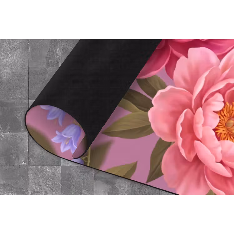 Bloemen - Patroon - Illustratie - Roze Keukenloper - keukenmat middel -closeup