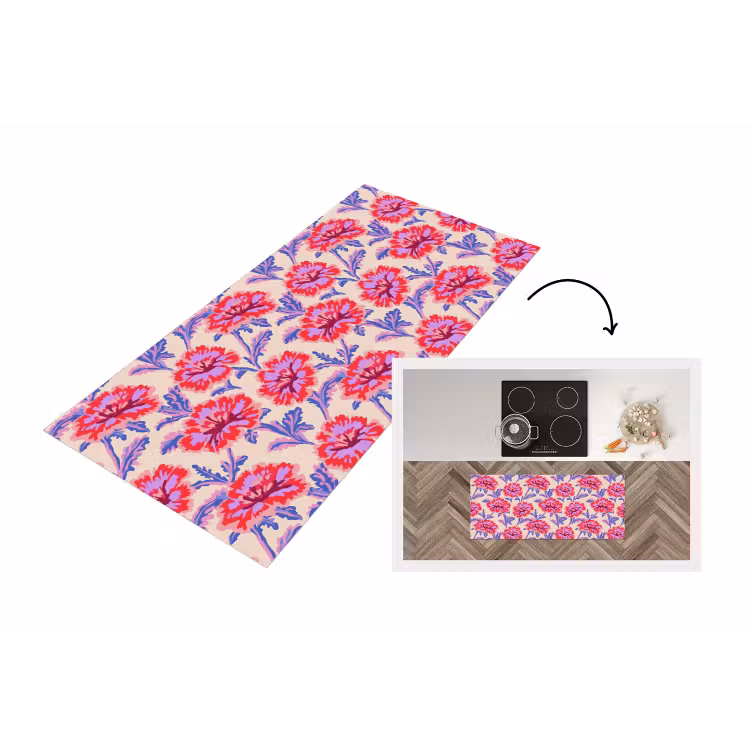 Bloemen - Patroon - Meerkleurig Keukenloper - keukenmat middel 536 -3d