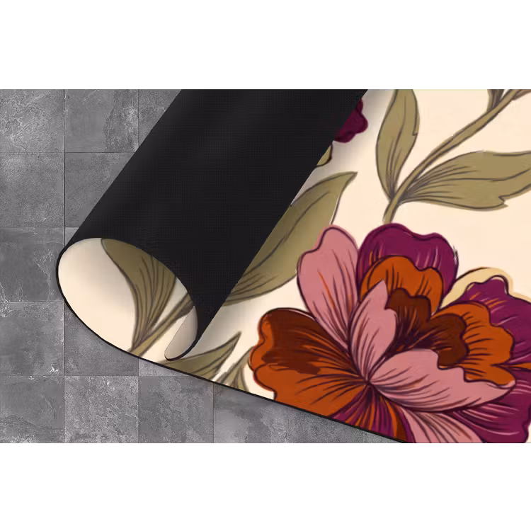 Bloemen - Patroon - Natuur - Modern - Paars Keukenloper - keukenmat middel -closeup