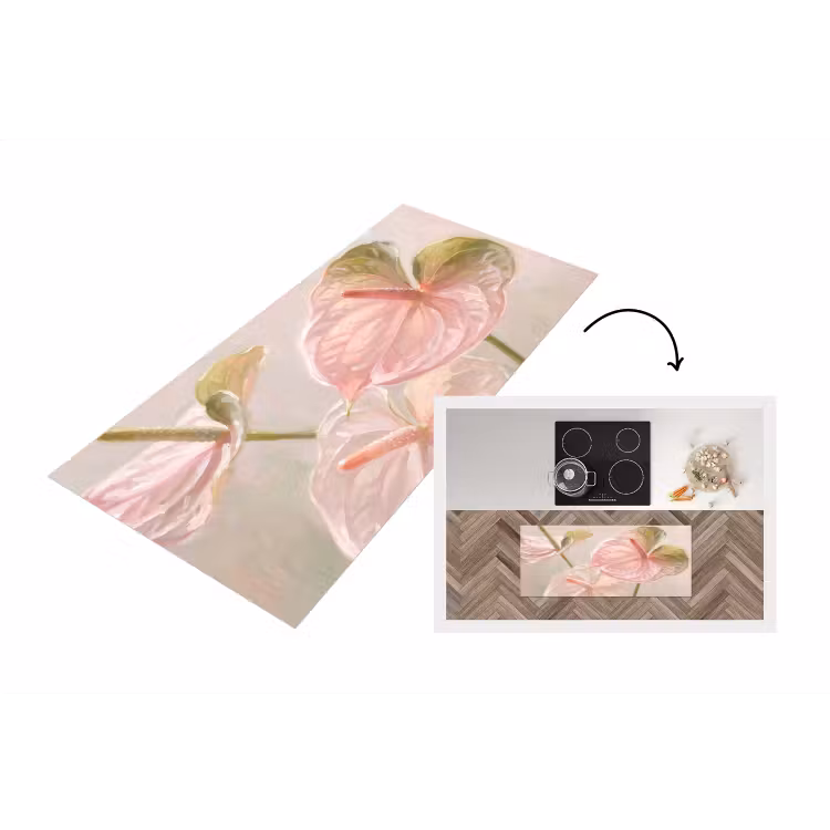 Bloemen - Pastel - Abstract - Natuur - Groen Keukenloper - keukenmat middel -3d