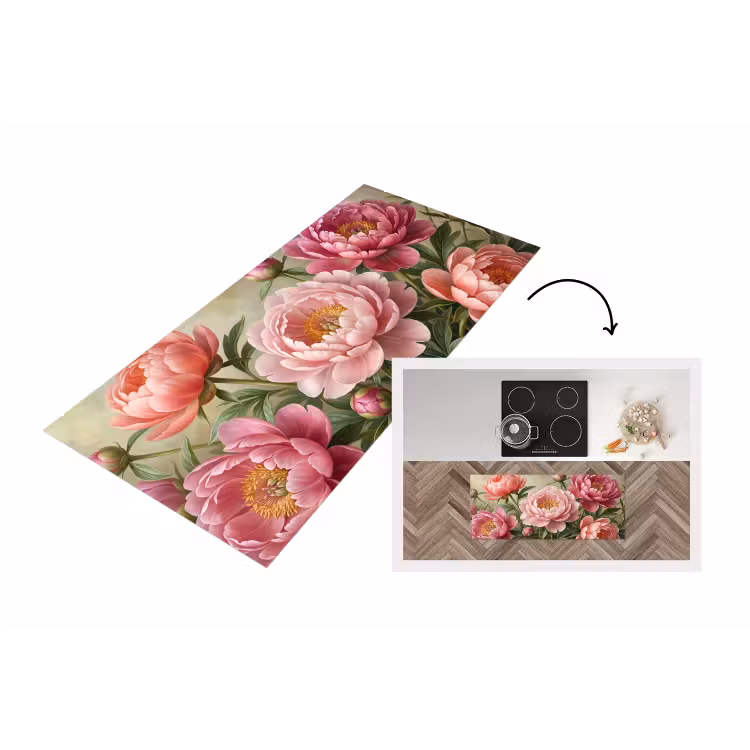 Bloemen - Roze - Klassiek - Gedetailleerd - Natuur Keukenloper - keukenmat middel -3d