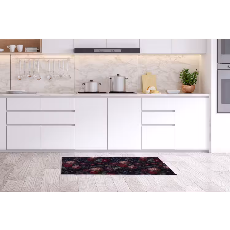 Bloemen - Rood - Klassiek - Donker - Patroon Keukenloper - keukenmat middel -sfeer3