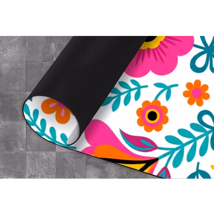Bloemen - Vogel - Patroon - Kleurrijk - Modern Keukenloper - keukenmat middel -closeup
