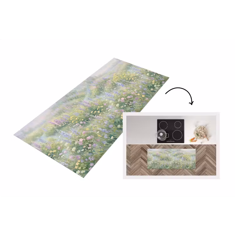 Bloemenveld - Heuvels - Kleurrijk Keukenloper - keukenmat middel -3d