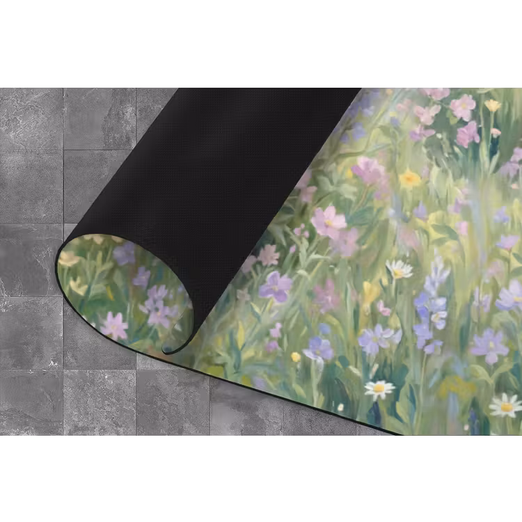 Bloemenveld - Heuvels - Kleurrijk Keukenloper - keukenmat middel -closeup