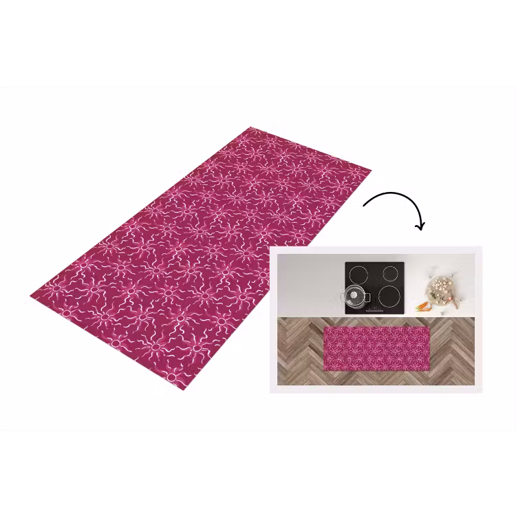 Bohemian - Zon - Magenta Keukenloper - keukenmat middel 536 -3d
