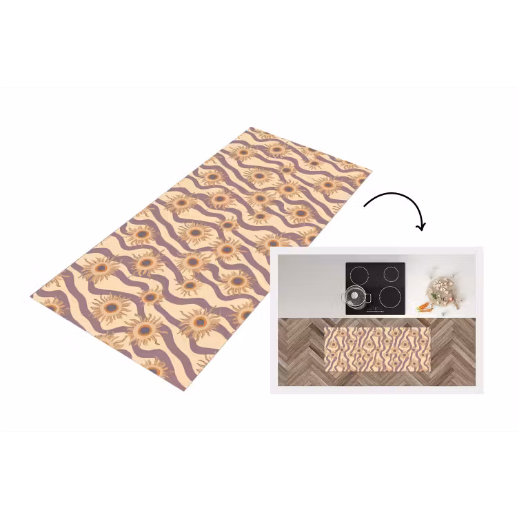 Bohemian - Vibe - Lavendelpaars Keukenloper - keukenmat middel 536 -3d