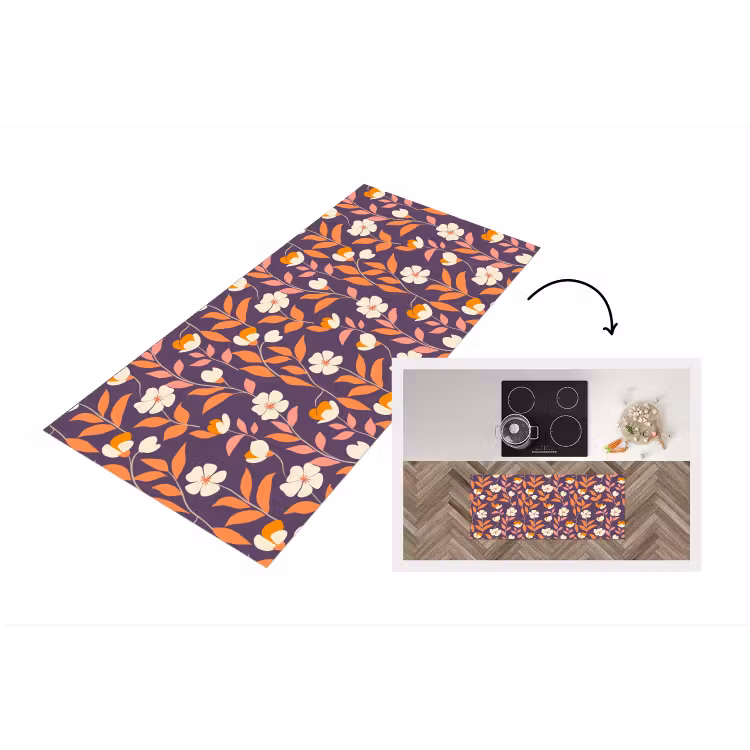 Boho - Vintage - Paars Keukenloper - keukenmat middel 536 -3d