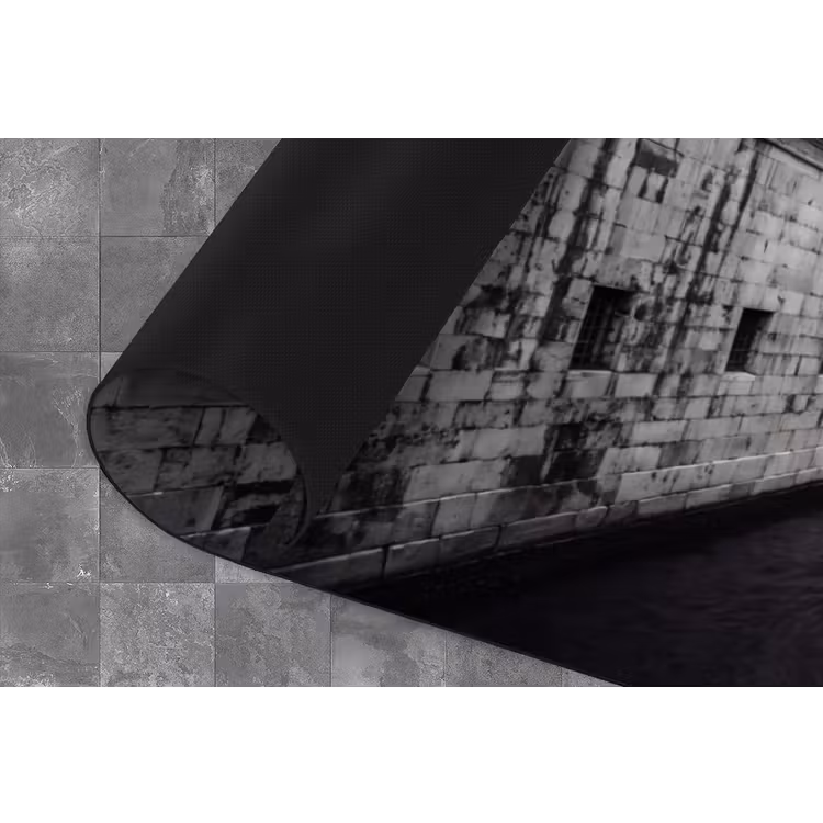 Boot - Waterweg - Stad - Zwart-wit - Architectuur Keukenloper - keukenmat middel -closeup