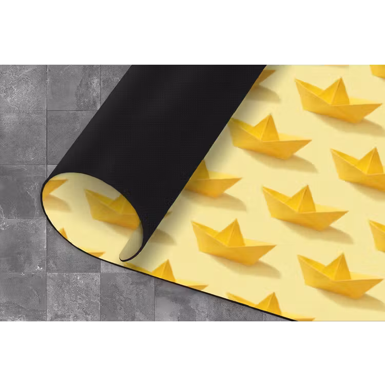 Bootjes - Origami - Creatief - Geel Keukenloper - keukenmat middel 536 -closeup