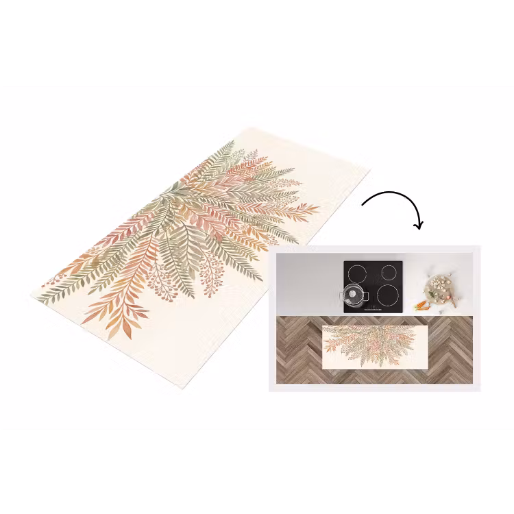 Botanisch - Aquarel - Kleurrijk Keukenloper - keukenmat middel -3d