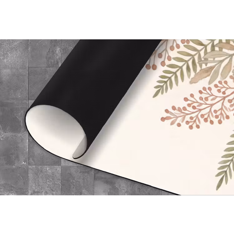 Botanisch - Aquarel - Kleurrijk Keukenloper - keukenmat middel -closeup